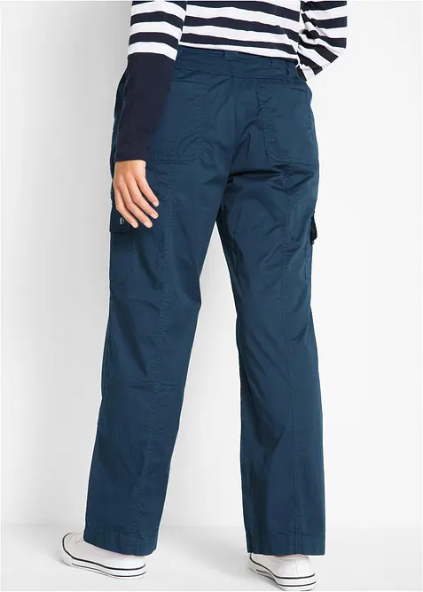 Pantaloni cargo in cotone, vita media, bonprix