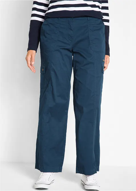 Pantaloni cargo in cotone, vita media, bonprix