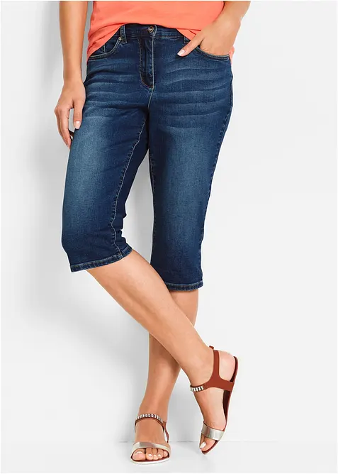 Bermuda in jeans con vita media parzialmente elasticizzata, bonprix