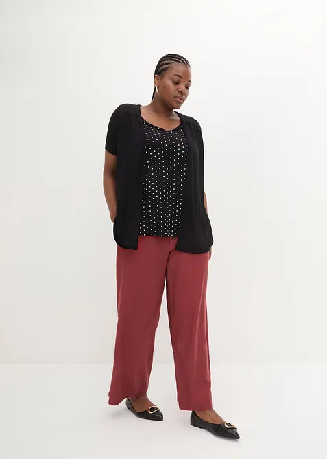 Maglia 2 in 1 con scollo a V e maniche corte, bonprix