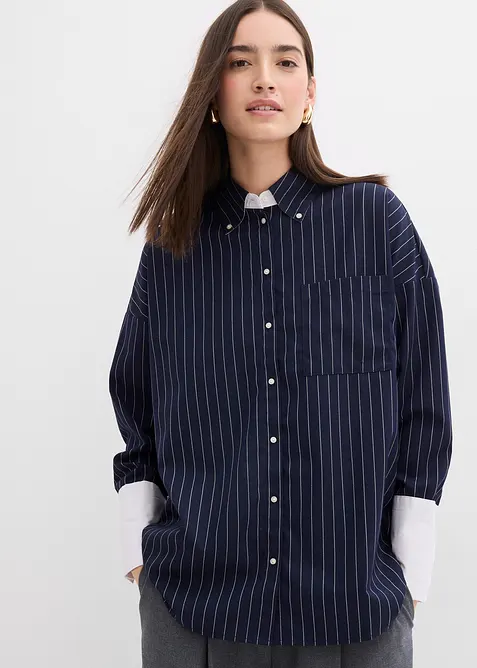 Camicia a righe in misto viscosa, bonprix