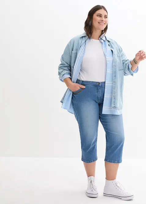 Jeans capri slim fit, vita media, bonprix