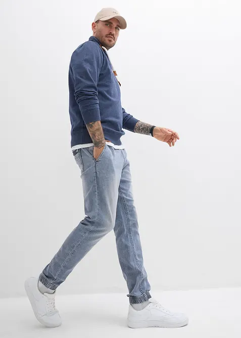 Felpa con collo a scialle e dettagli in similpelle, bonprix