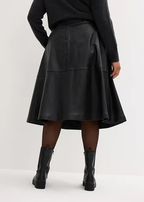 Gonna in nappa d'agnello con cintura (set 2 pezzi), bonprix