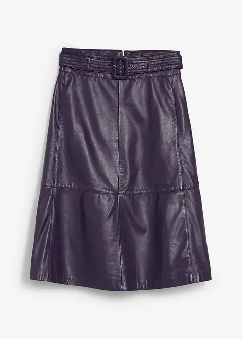 Gonna in nappa d'agnello con cintura (set 2 pezzi), bonprix