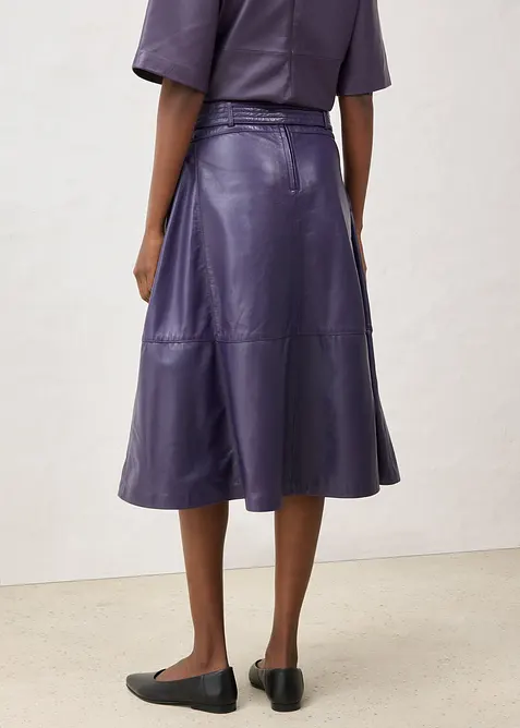 Gonna in nappa d'agnello con cintura (set 2 pezzi), bonprix