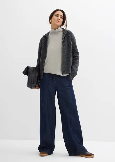 Felpa a collo alto in tessuto effetto neoprene, bonprix