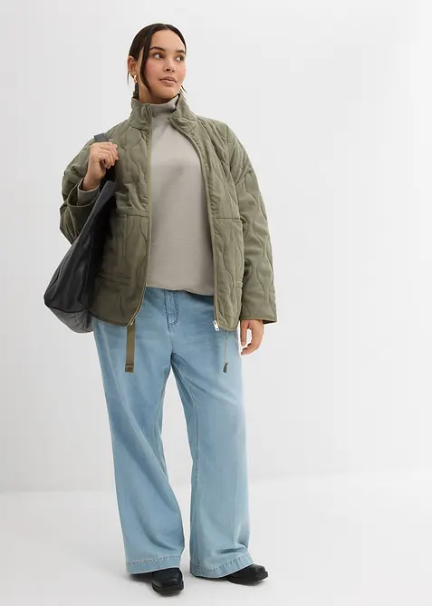 Felpa a collo alto in tessuto effetto neoprene, bonprix