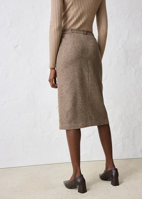 Gonna longuette in misto lana, bonprix