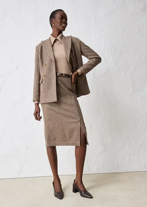 Gonna longuette in misto lana, bonprix