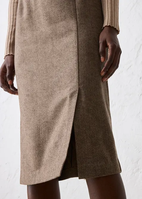 Gonna longuette in misto lana, bonprix