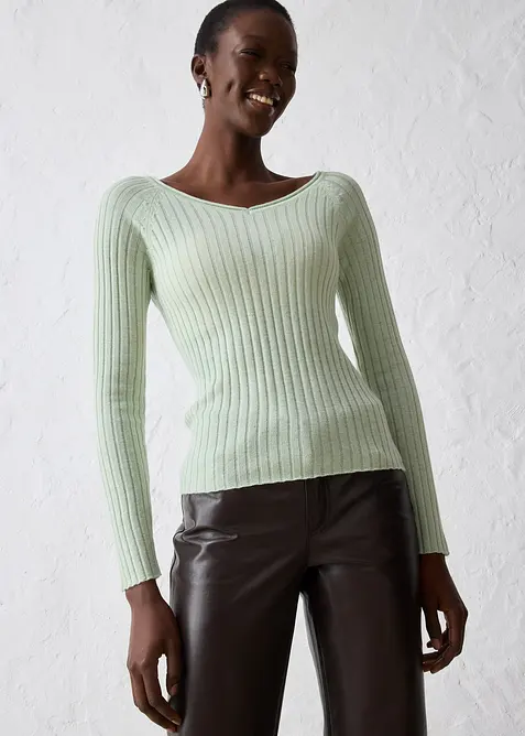 Maglione in filato fine di lana merino, bonprix