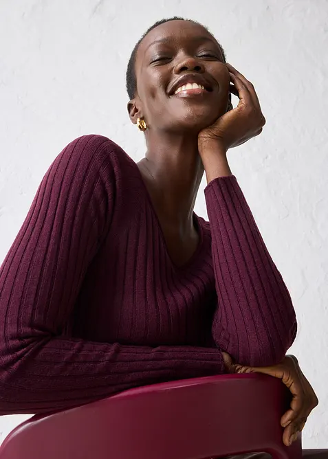 Maglione in filato fine di lana merino, bonprix