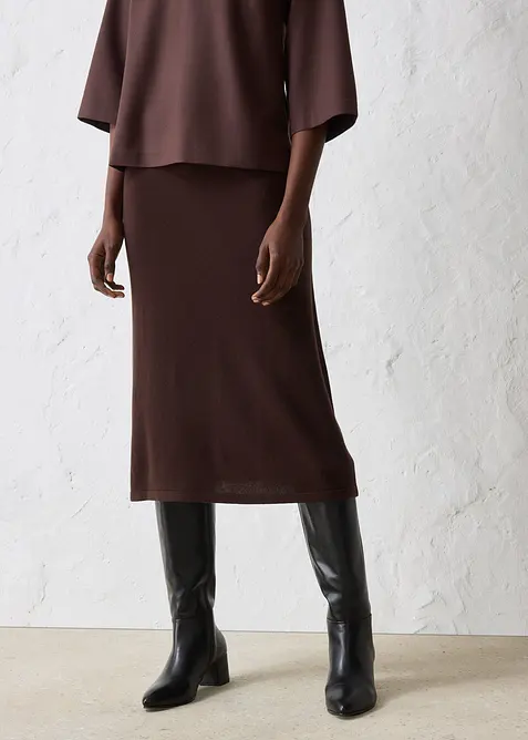 Gonna in maglia di misto lana morbido, bonprix