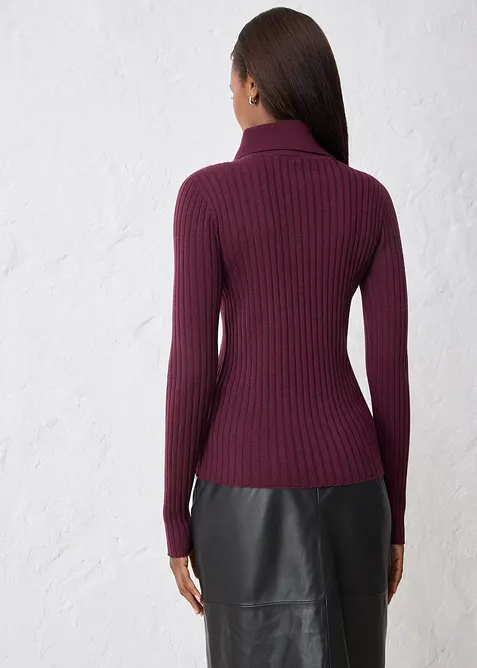 Maglione a coste in lana merino, bonprix