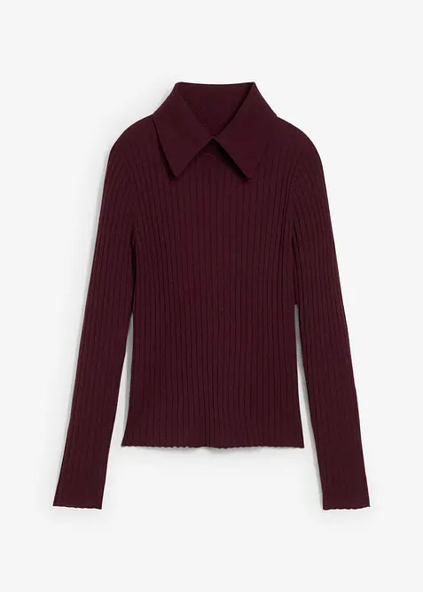 Maglione a coste in lana merino, bonprix