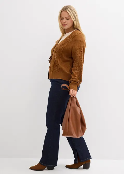 Cardigan di maglia con laccetti, bonprix