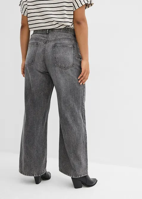 Jeans wide leg low stretch, vita media, bonprix