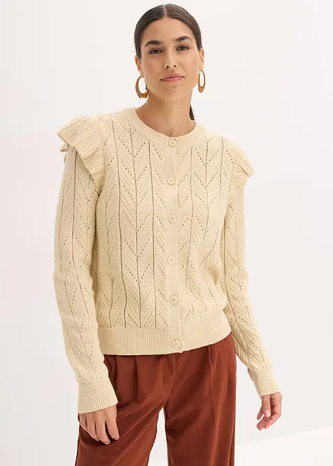 Cardigan traforato di cotone, bonprix