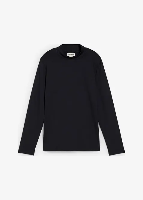 Maglia a maniche lunghe con collo dritto e poliammide riciclata, bonprix