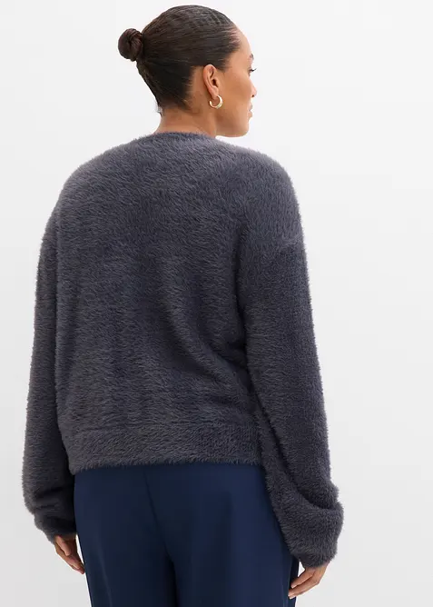 Cardigan in filato peloso di misto viscosa, bonprix