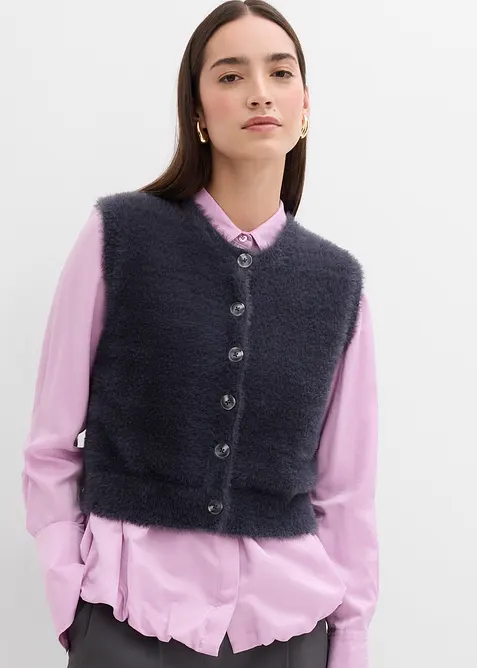 Gilet in maglia in filato peloso di misto viscosa, bonprix