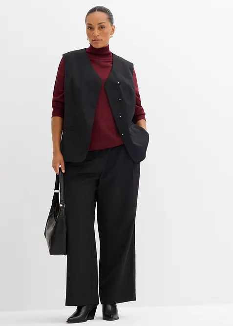 Maglione leggero in filato fine di misto viscosa con collo alto ampio, bonprix