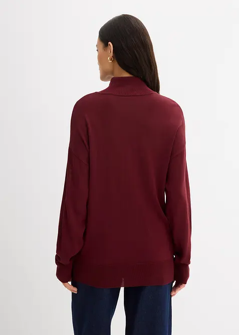 Maglione leggero in filato fine di misto viscosa con collo alto ampio, bonprix