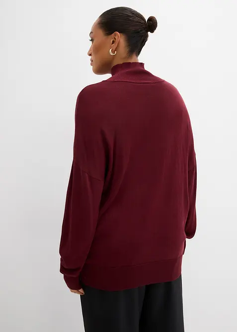 Maglione leggero in filato fine di misto viscosa con collo alto ampio, bonprix