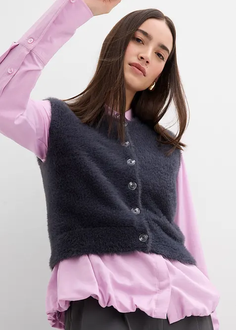 Gilet in maglia in filato peloso di misto viscosa, bonprix