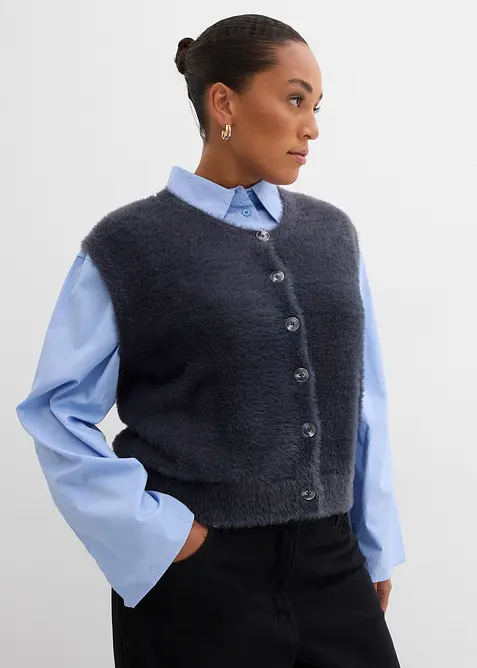 Gilet in maglia in filato peloso di misto viscosa, bonprix