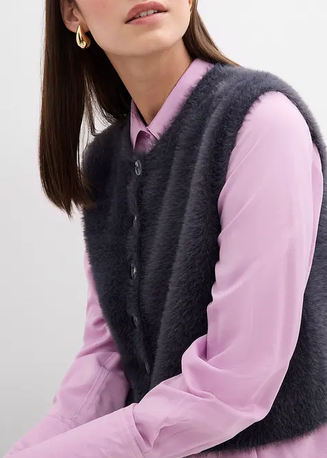 Gilet in maglia in filato peloso di misto viscosa, bonprix