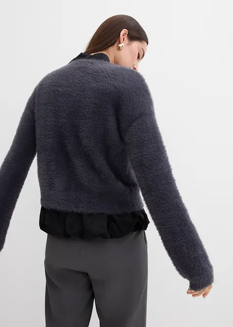 Cardigan in filato peloso di misto viscosa, bonprix