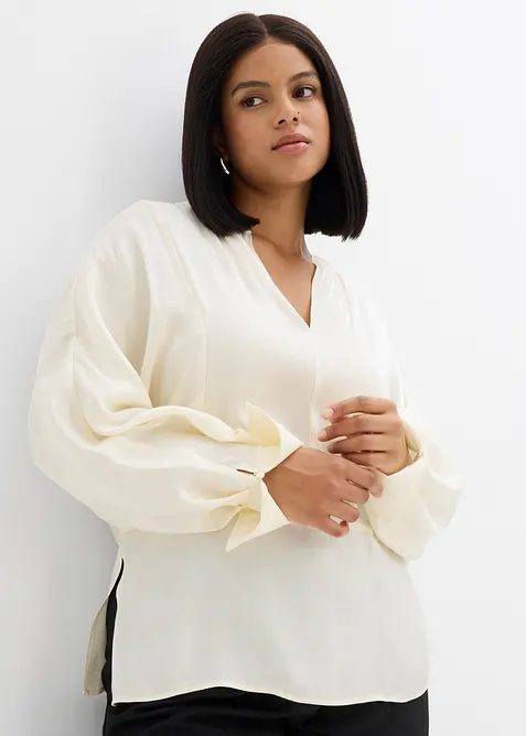 Blusa leggermente lucida in misto viscosa, bonprix