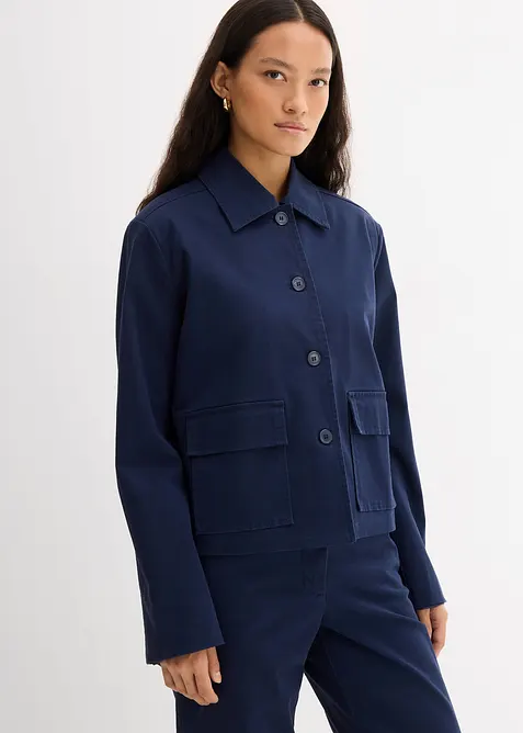 Giacca corta da mezza stagione in misto cotone biologico elasticizzato, bonprix