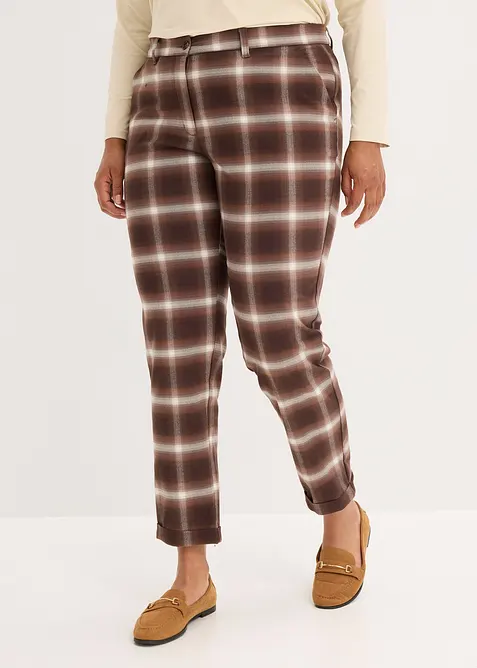 Pantaloni a quadri con risvolto, bonprix