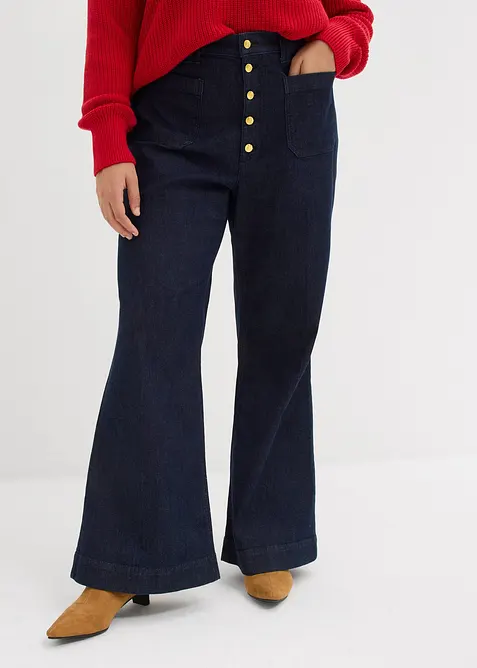 Jeans a zampa, vita alta, bonprix