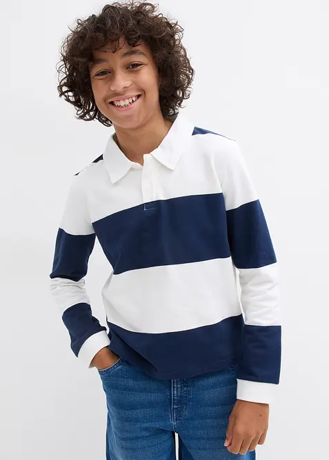 Felpa stile polo in puro cotone biologico, bonprix