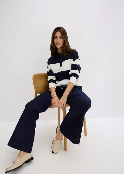 Maglione oversize con colletto a polo, bonprix