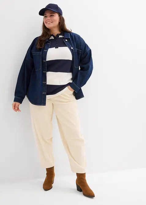 Maglione oversize con colletto a polo, bonprix