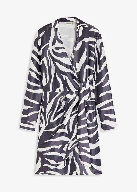 Abito a portafoglio in satin fluente, bonprix