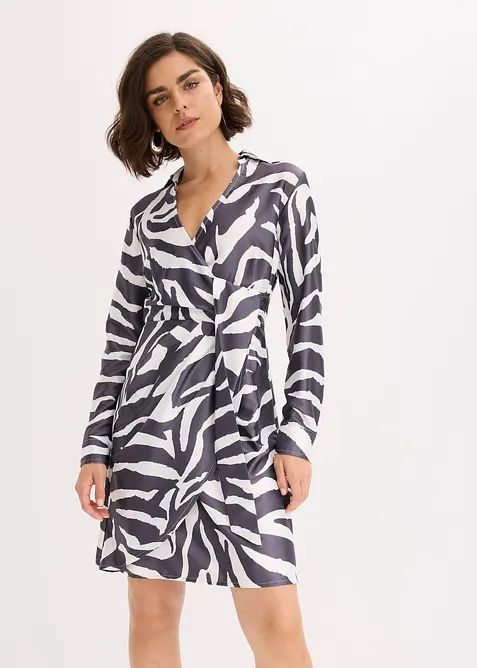 Abito a portafoglio in satin fluente, bonprix