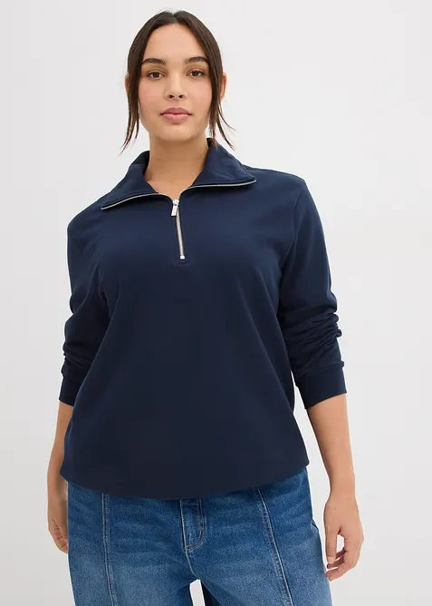 Felpa oversize con mezza zip, bonprix