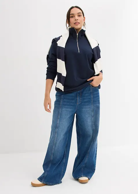 Felpa oversize con mezza zip, bonprix