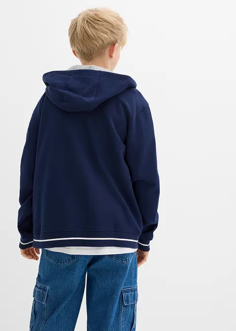 Giacca varsity in felpa di puro cotone biologico con cappuccio, bonprix