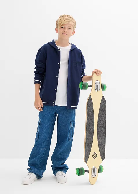 Giacca varsity in felpa di puro cotone biologico con cappuccio, bonprix