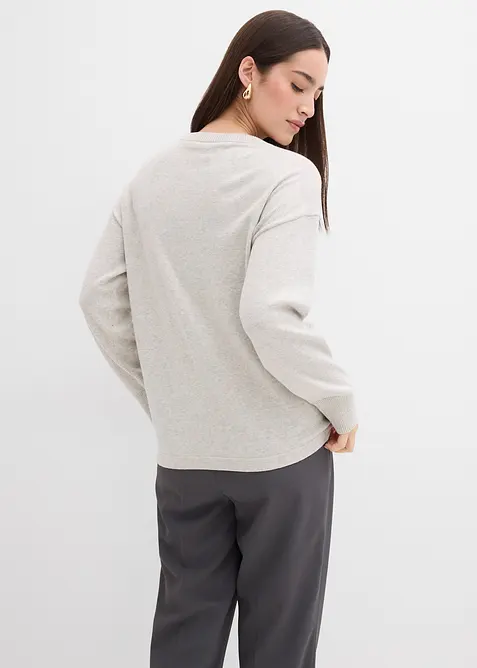 Maglione in filato fine con abbottonatura asimmetrica, bonprix