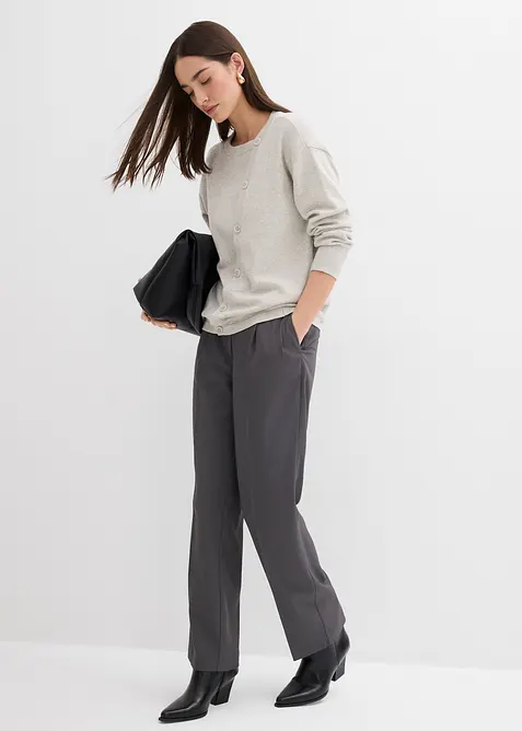 Maglione in filato fine con abbottonatura asimmetrica, bonprix