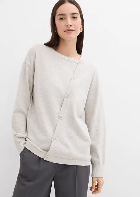 Maglione in filato fine con abbottonatura asimmetrica, bonprix