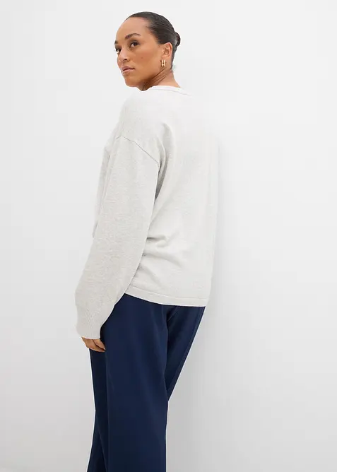 Maglione in filato fine con abbottonatura asimmetrica, bonprix